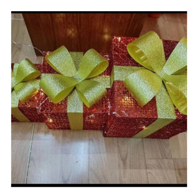 Adornos de 3 cajas con luces navideñas