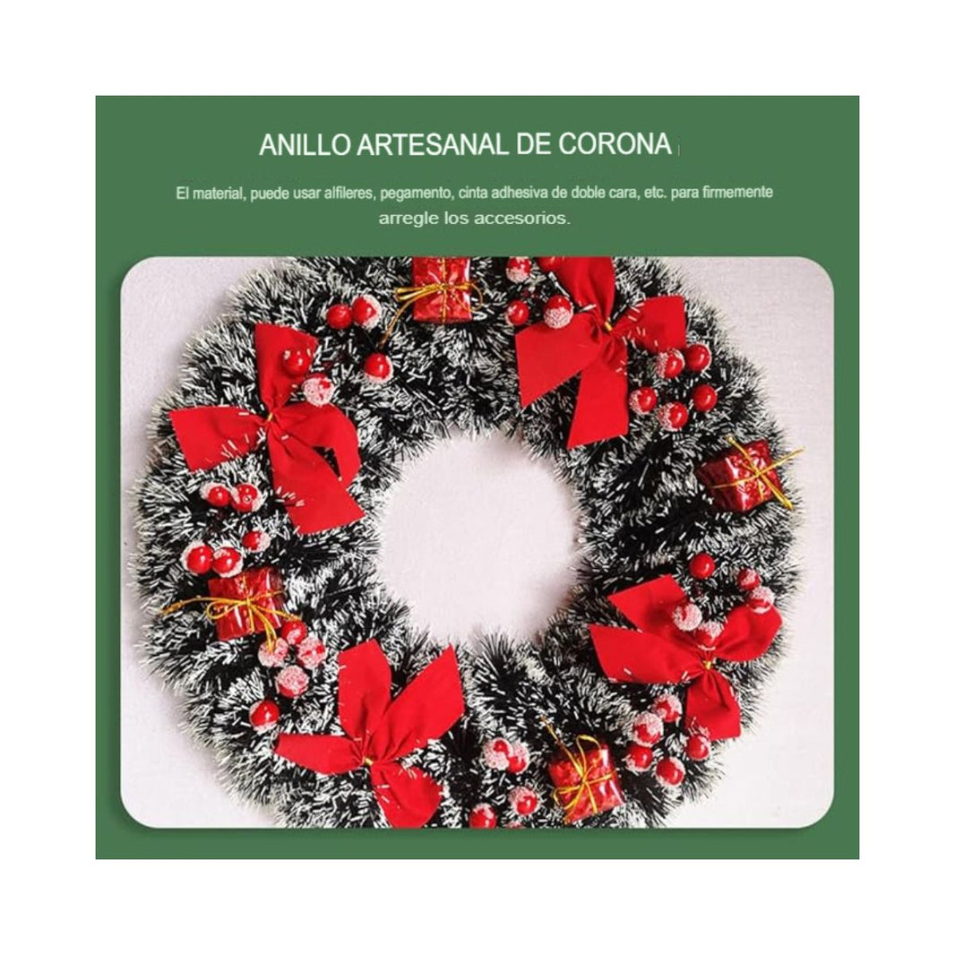Corona Navideña de 38 cm, arreglos rojos