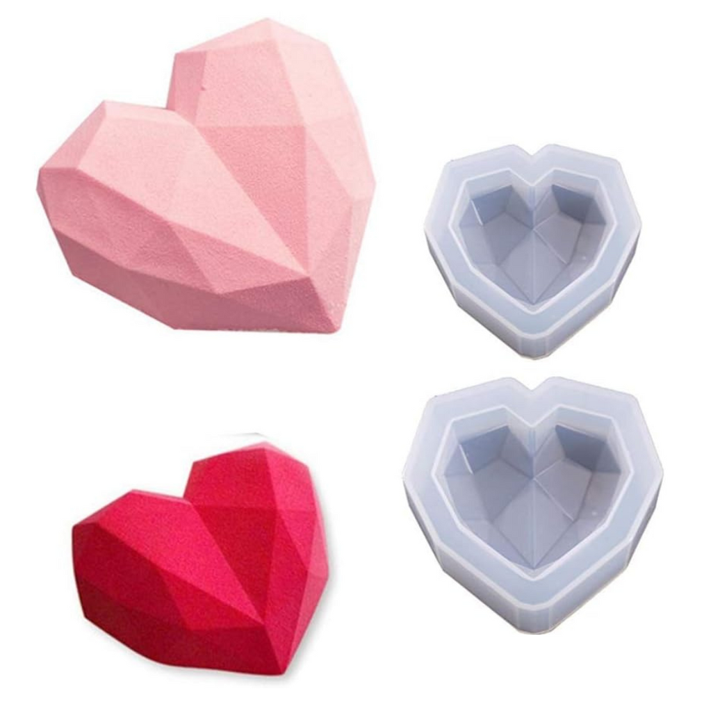 2 x Moldes Silicona De Corazón 3D