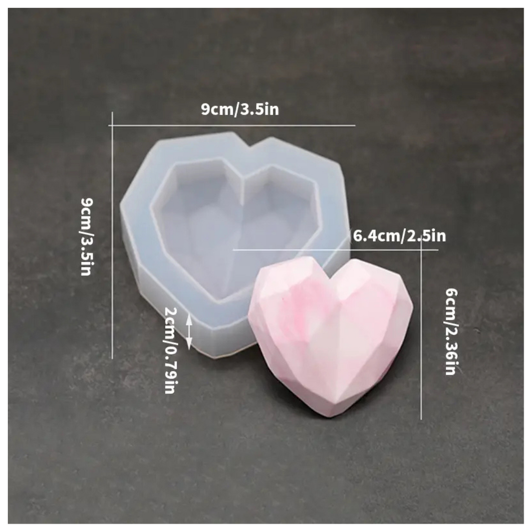 2 x Moldes Silicona De Corazón 3D