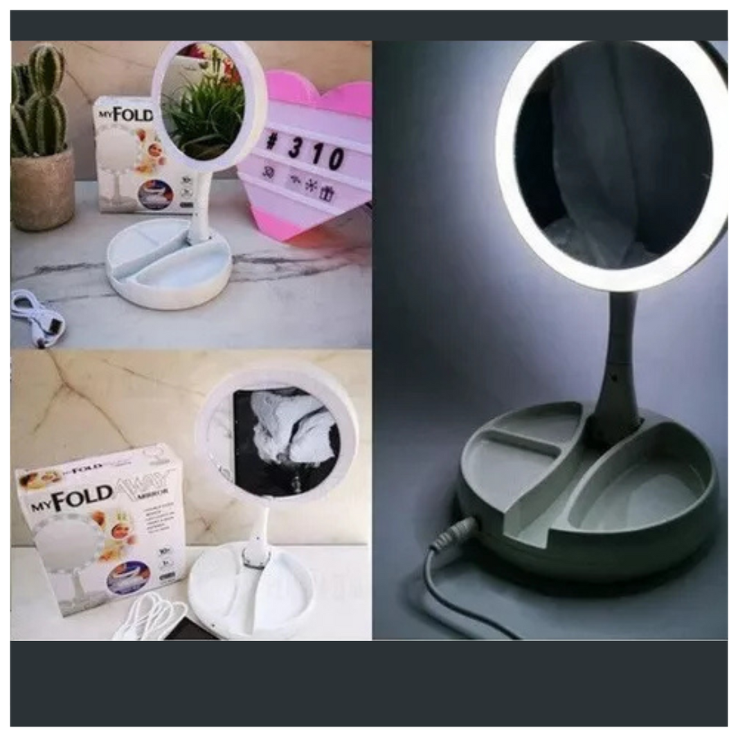 Espejo Doble + LED + Aumento x10